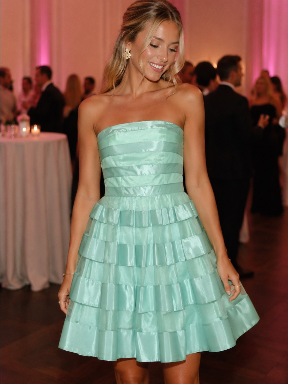 Betsey Johnson Evening Strapless Mini Dress in Teal